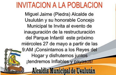 Invitación a Inauguración de Reestructuración de Parque Infantil
