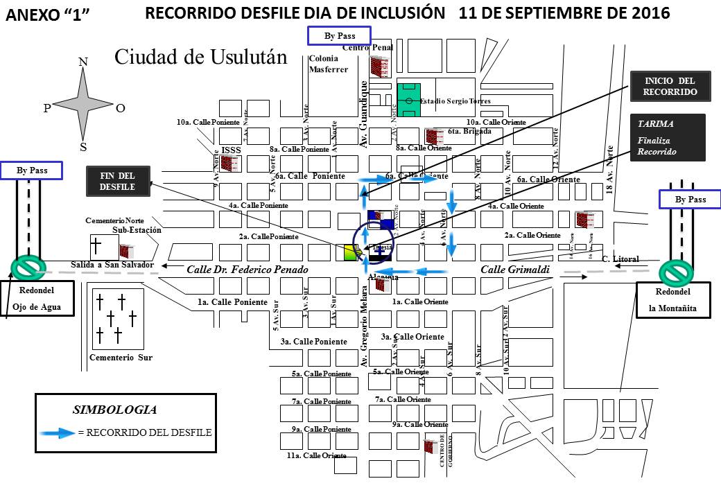 Recorrido de desfile de Parvularia día domingo 11 de septiembre, a partir de las 8 am