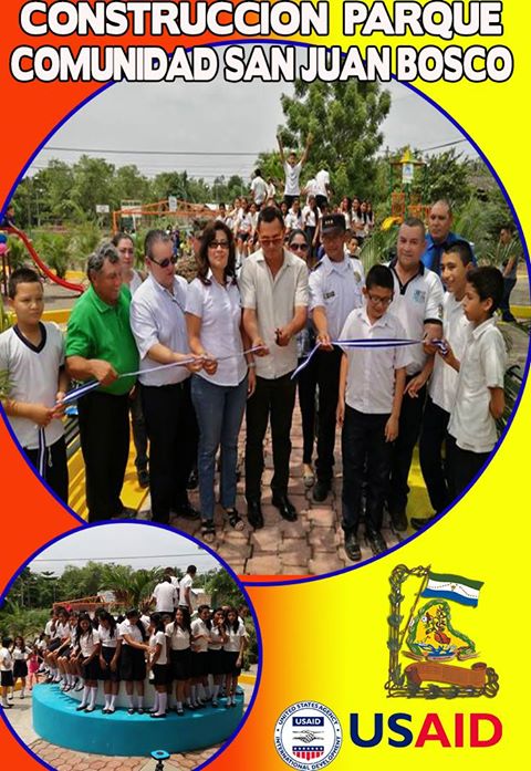 Miguel Jaime, (Piedra) Alcalde de Usulután y USAID Inauguraron El Parque de Colonia San Juan Bosco